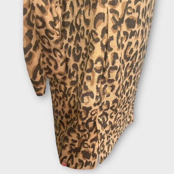 Leopard Coat Jacket Small Midi Twill 3/4 Sleeves Simple Collar 2000s EUC Fall - Picture 13 of 13